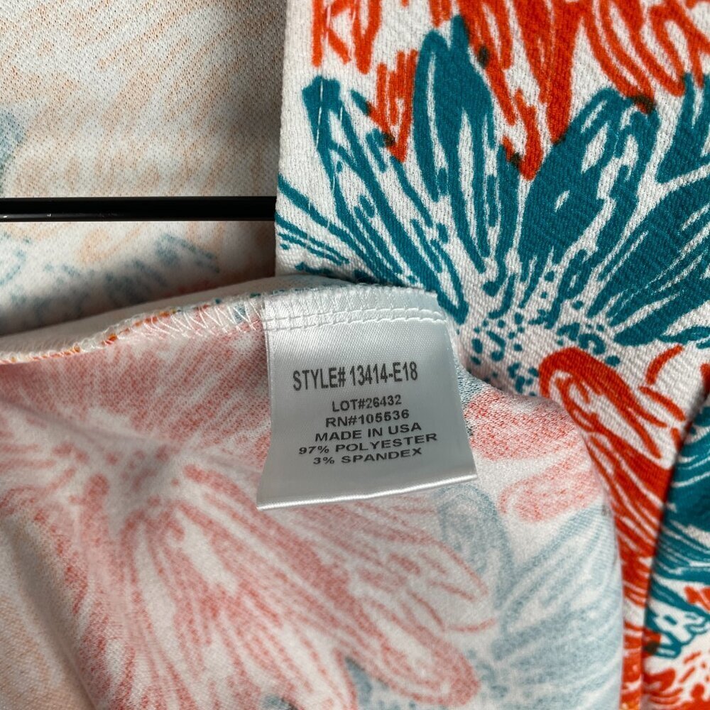 Slinky Brand Floral Shift Dress Womens XS Orange Blue White Boho Beach Lagenlook - Picture 7 of 7